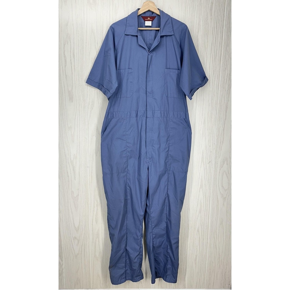 Para Suit Coveralls Mens‎ 48 Regular Blue Short Sleeve Zip Front Workwear